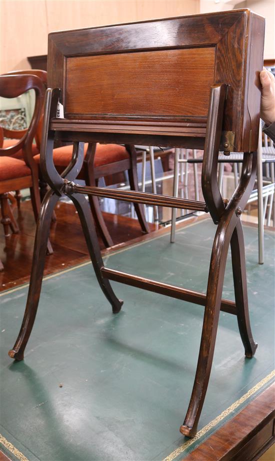 A late Victorian mahogany and rosewood campaign desk W.62cm (a.f.)